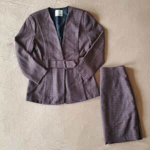Claire de Lune Purple Wool Blazer Fit V-Neck Set Large